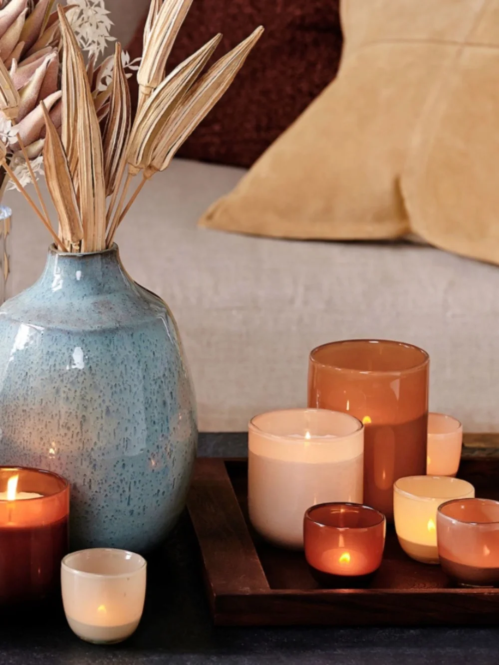 Set/5 Glass Candle Holders